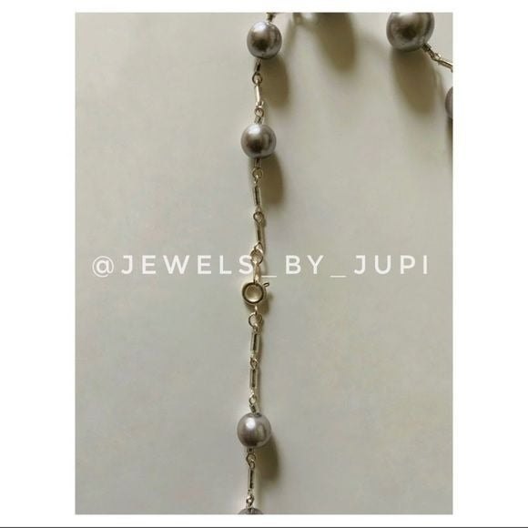 Upcycled Elegant Handmade Silver Glass Pearls with Glass Beads Necklace - Picture 4 of 4